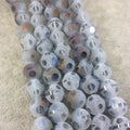 Chinese Crystal Beads | 12mm Transparent Spotted Matte Finish AB Bicolor Gray Brown Round Beads