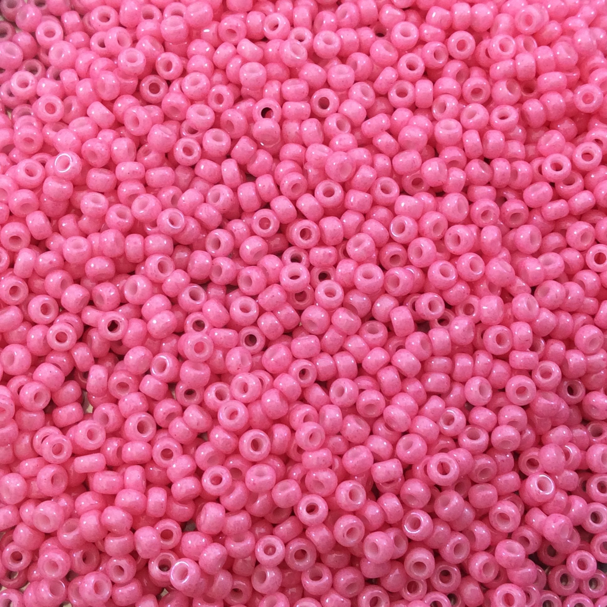 Size 11/0 Glossy Finish Opaque Dyed Pink Genuine Miyuki Glass Seed Beads - Sold by 23 Gram Tubes (Approx. 2500 Beads per Tube) - (11-91385)