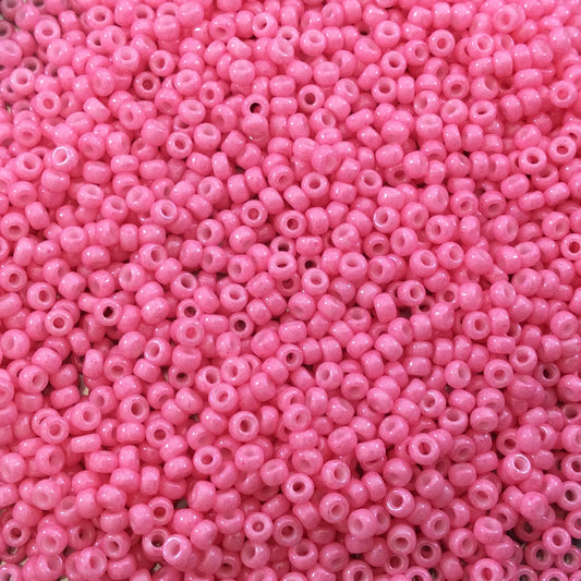 Size 11/0 Glossy Finish Opaque Dyed Pink Genuine Miyuki Glass Seed Beads - Sold by 23 Gram Tubes (Approx. 2500 Beads per Tube) - (11-91385)