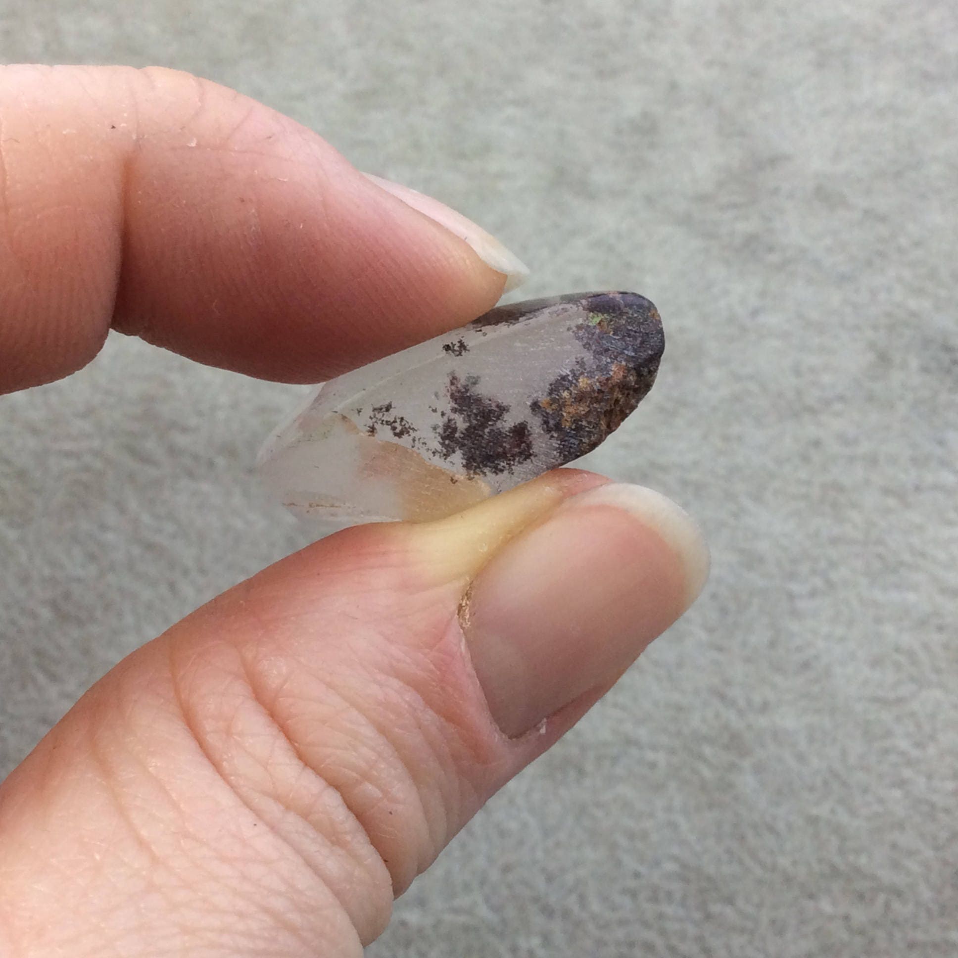 Natural Lodolite (Scenic/Garden Quartz) Teardrop Shaped Reverse Domed Cabochon - Measuring 18mm x 27mm, 11.5mm Dome - Quality Gemstone Cab