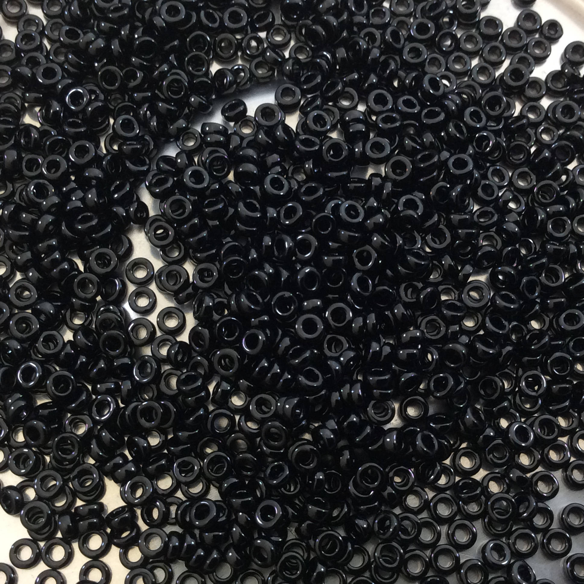 1mm x 2mm Glossy Opaque Black Genuine Miyuki Glass Seed Spacer Beads - Sold by 7 Gram Tubes (Approx 770 Beads per Tube) - (SPR2-401)