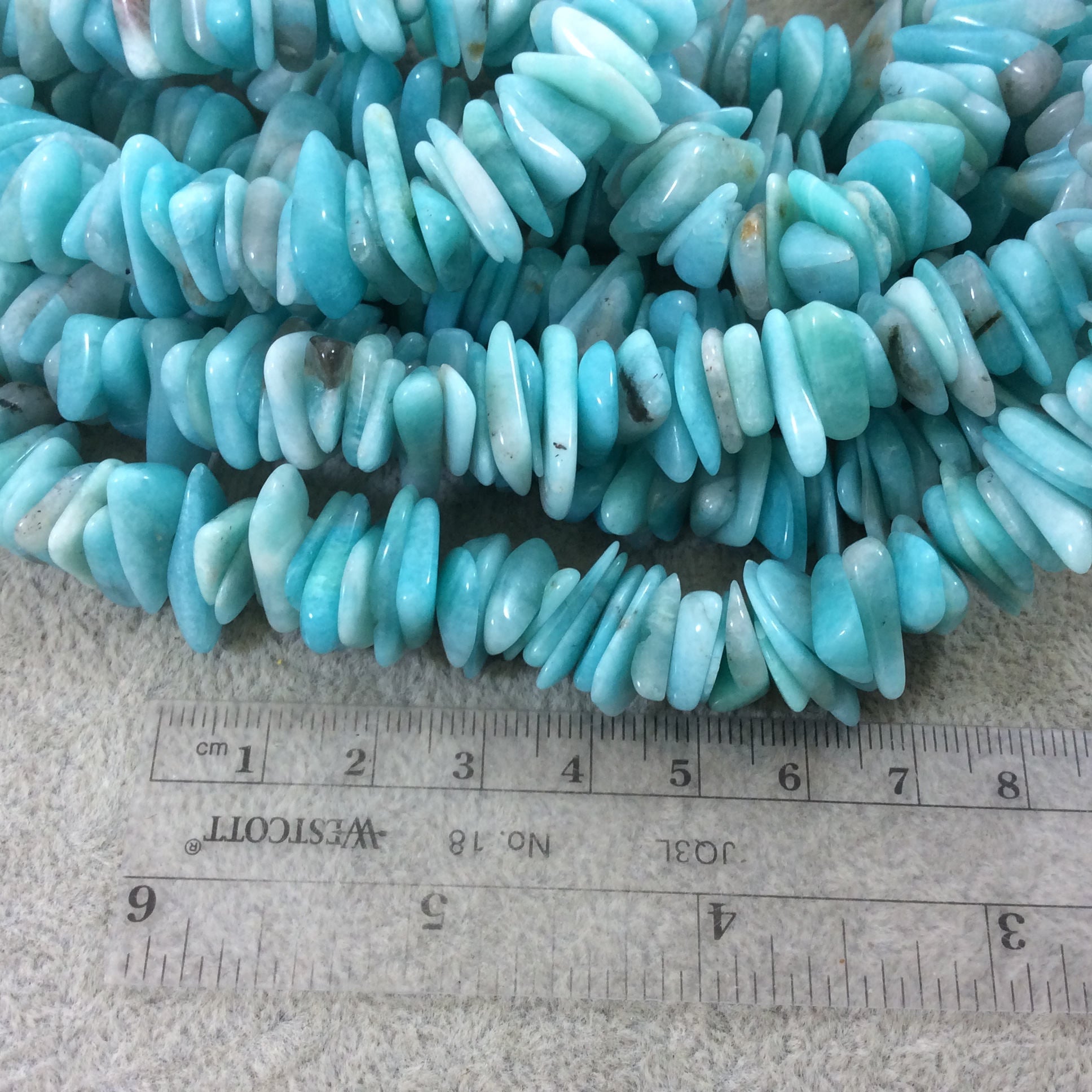 Natural Amazonite Freeform Chip/Nugget Shaped Beads with 1mm Holes - Sold by 15.5" Strands (Approx. 148 Beads) - Measuring 10-15mm Wide