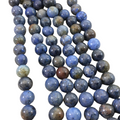 10mm Glossy Finish Natural Mixed Blue Dumortierite Round/Ball Shaped Beads with 1mm Holes - Sold by 15" Strands (Approx. 39 Beads)