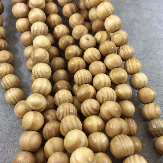 12mm Striped Light Brown Natural Wooden Rondelle Shape Beads with 2.5mm Holes - Sold by 15.75" Strands (Approx. 37 Beads) - Large Hole Beads