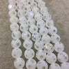 12mm Transparent Spotted Matte Finish AB Clear Glass Crystal Round/Ball Beads - 12.5" Strands (Approx. 25 Beads) - (CC12MP-099)