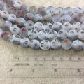 Chinese Crystal Beads | 12mm Transparent Spotted Matte Finish AB Bicolor Gray Brown Round Beads