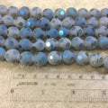 12mm Transparent Spotted Matte Finish AB Dark Denim Blue Glass Crystal Round/Ball Beads - 12.5" Strands (Approx. 25 Beads) - (CC12MP-089)