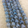 12mm Transparent Spotted Matte Finish AB Dark Denim Blue Glass Crystal Round/Ball Beads - 12.5" Strands (Approx. 25 Beads) - (CC12MP-089)