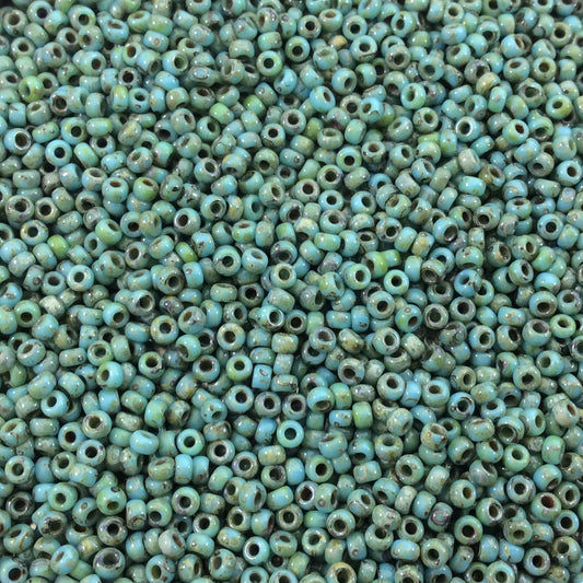 Size 11/0 Opaque Matte Picasso Seafoam Green Genuine Miyuki Glass Seed Beads - Sold by 23 Gm. Tubes (~2500 Beads per Tube) - (11-94514)