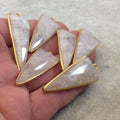 Jeweler's Lot OOAK Gold Plated Natural Moonstone Faceted Flat Back Arrow Assorted Copper Bezel Pendants "MS-20" 37-40mm - Sold As Shown!