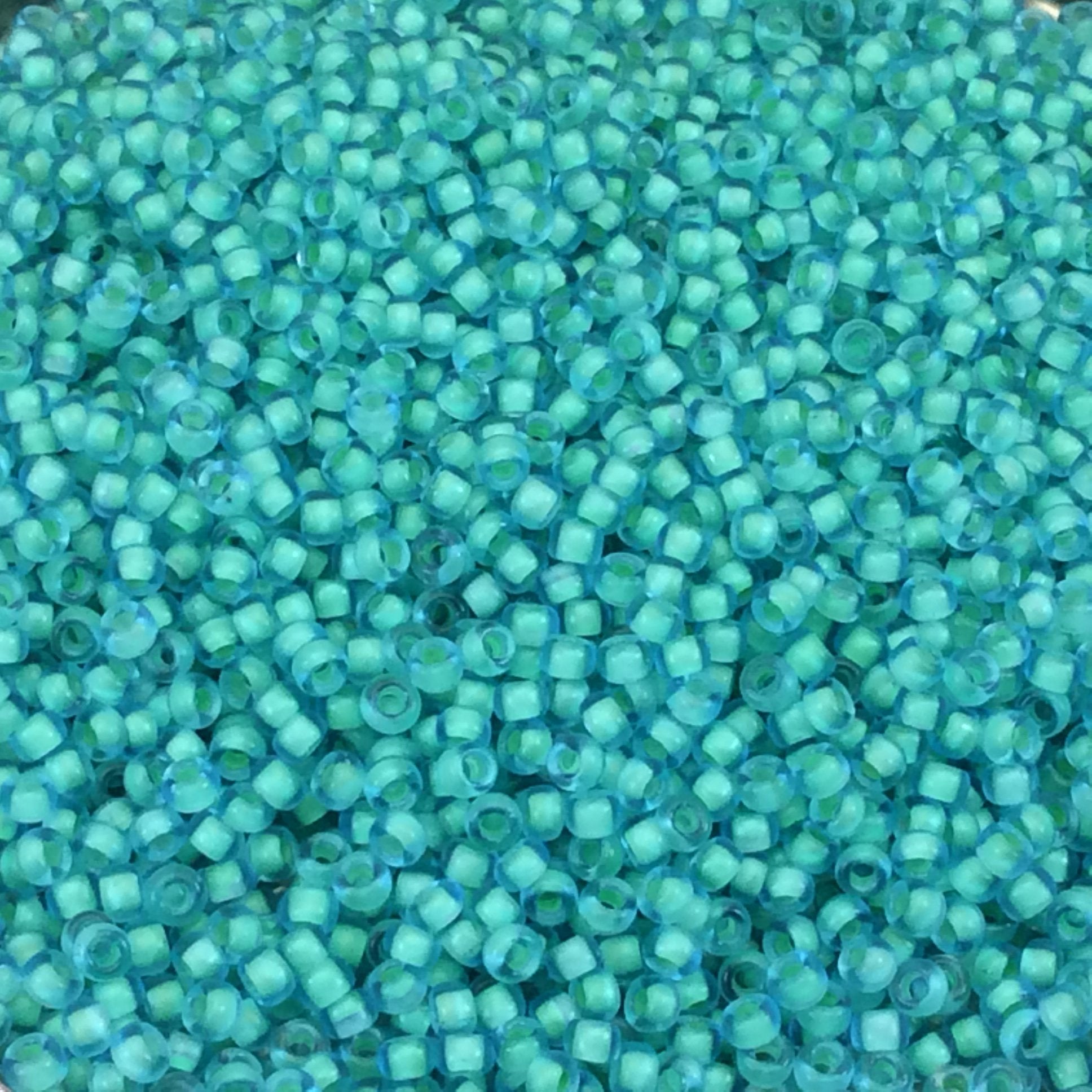 Size 11/0 Semi-Matte Finish Seafoam-Lined Aqua Color Miyuki Glass Seed Beads - Sold by 23 Gram Tubes (~ 2500 Beads / Tube) - (11-91927)