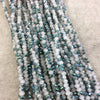 DISC 3mm x 4mm Aurora Borealis (AB) Finish Faceted Opaque White/Peacock Chinese Crystal Rondelle Beads - Sold by 17.5" Strands (~ 147 Beads)