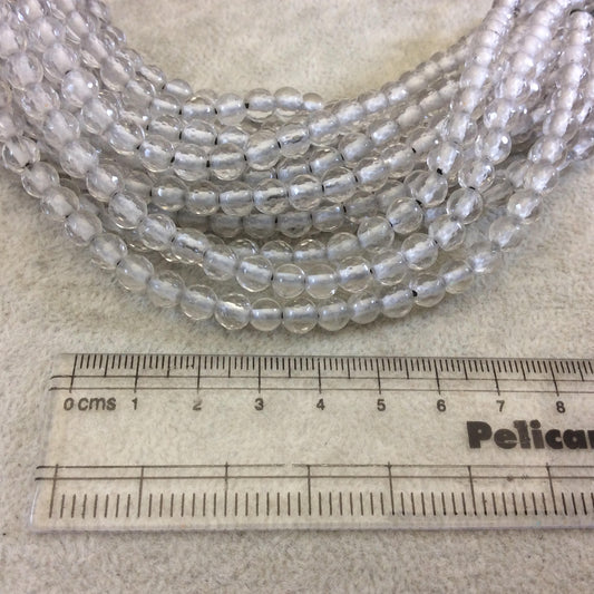 6mm Faceted Natural Clear Quartz Round/Ball Shaped Beads - Sold by 7.5" Strands, 1.5mm Holes (Approx. 32 Beads) - LARGE HOLE BEADS!