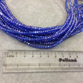 DISC 3mm x 4mm Glossy Finish Faceted Semi-Opaque AB Blue Chinese Crystal Rondelle Beads - Sold by 17" Strands (Approx. 152 Beads)