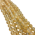 10mm Natural Yellow Citrine Smooth Glossy Round/Ball Shaped Beads With 2mm Holes - 7.5" Strand (Approx. 20 Beads) - LARGE HOLE BEADS