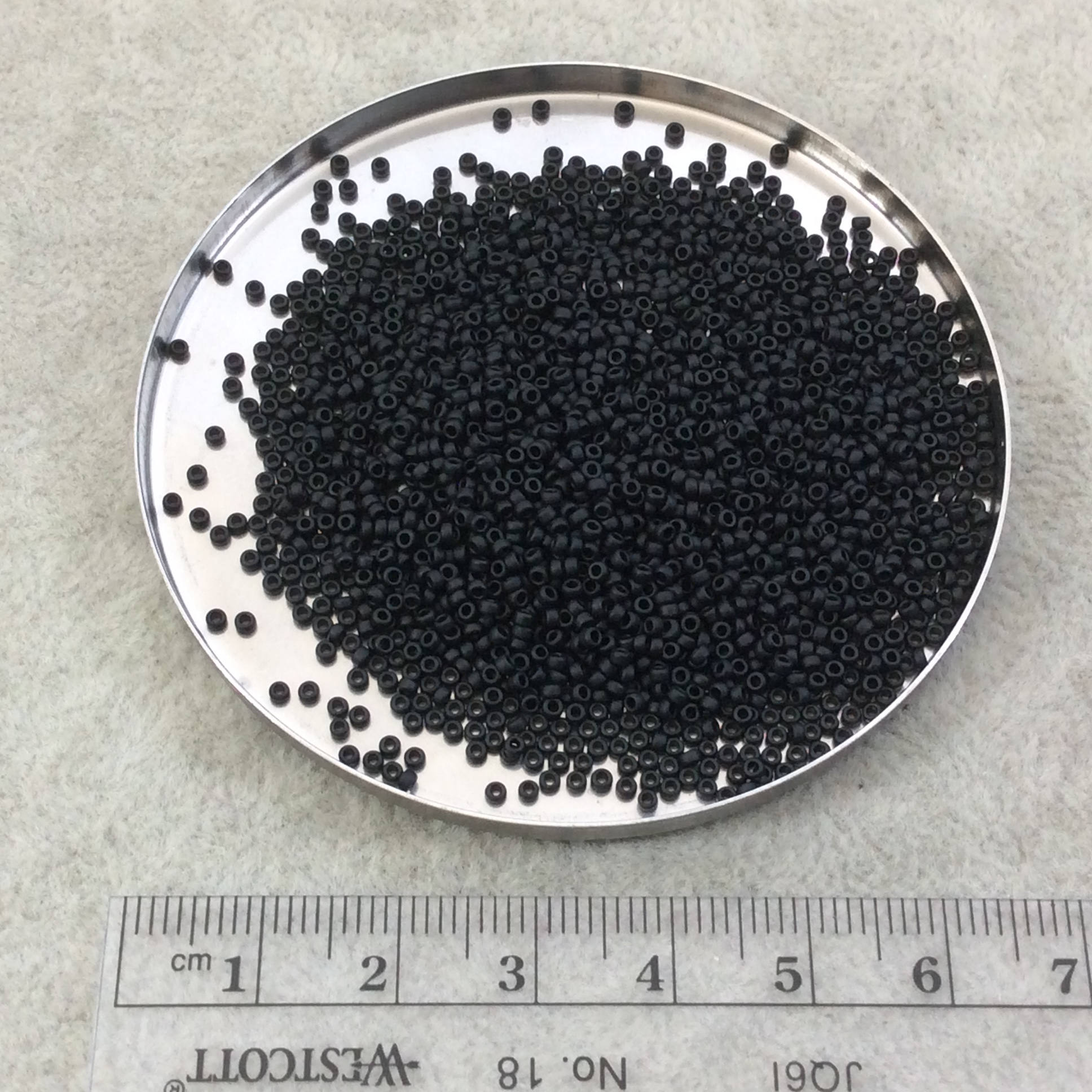 Size 15/0 Matte Black Genuine Miyuki Glass Seed Beads - Sold by 8.2 Gram Tubes (~2050 Beads per Tube) - (15-9401F)