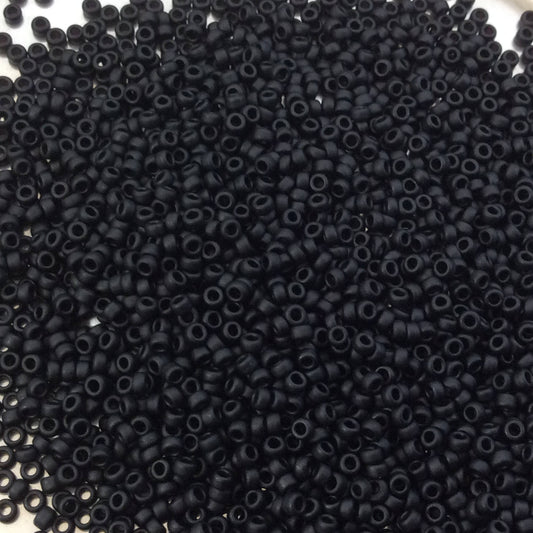 Size 15/0 Matte Black Genuine Miyuki Glass Seed Beads - Sold by 8.2 Gram Tubes (~2050 Beads per Tube) - (15-9401F)