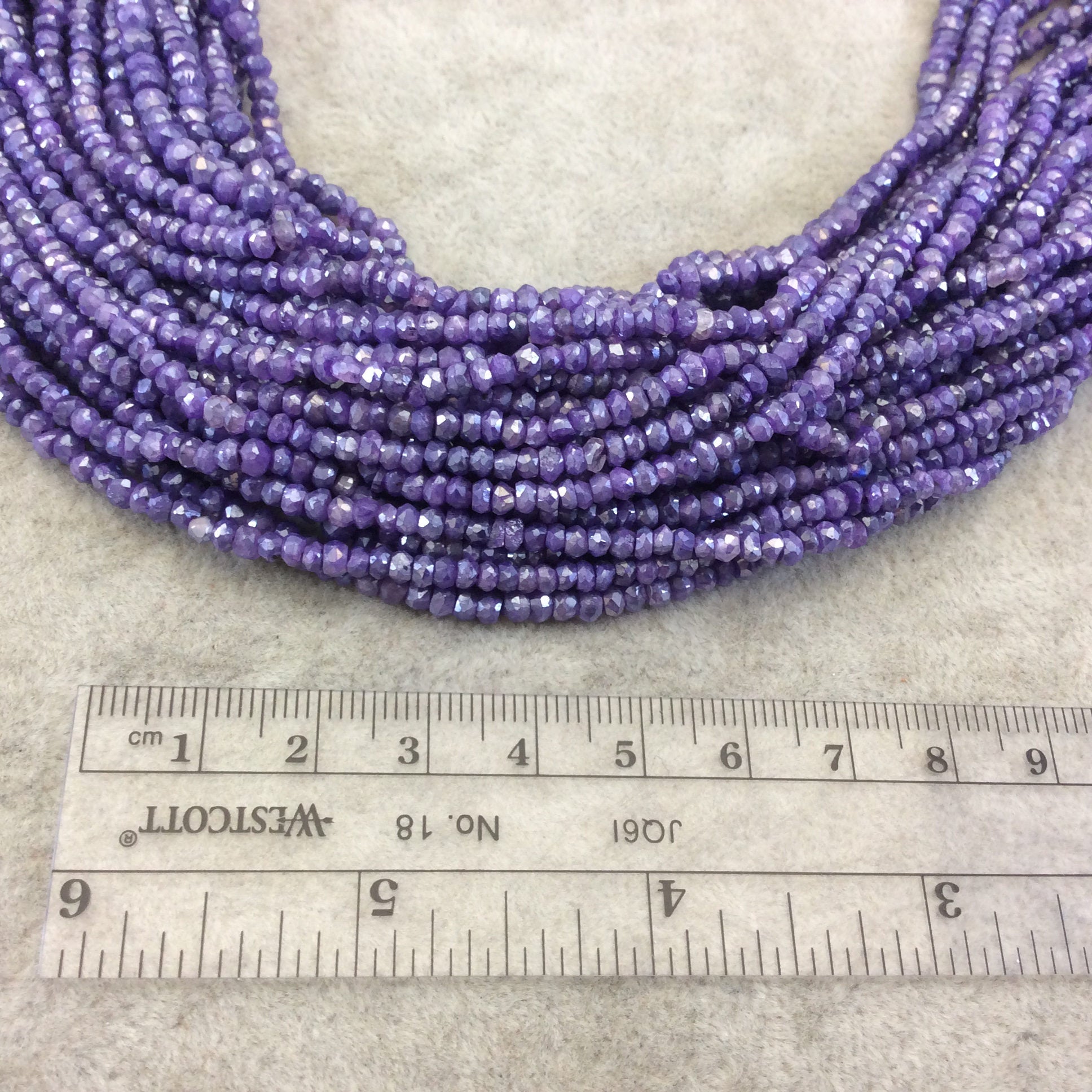 Holiday Special! 2-3mm x 2-3mm Faceted Mystic Purple Dyed Natural Quartz Rondelle Beads - 13" Strand (~ 125 Beads)