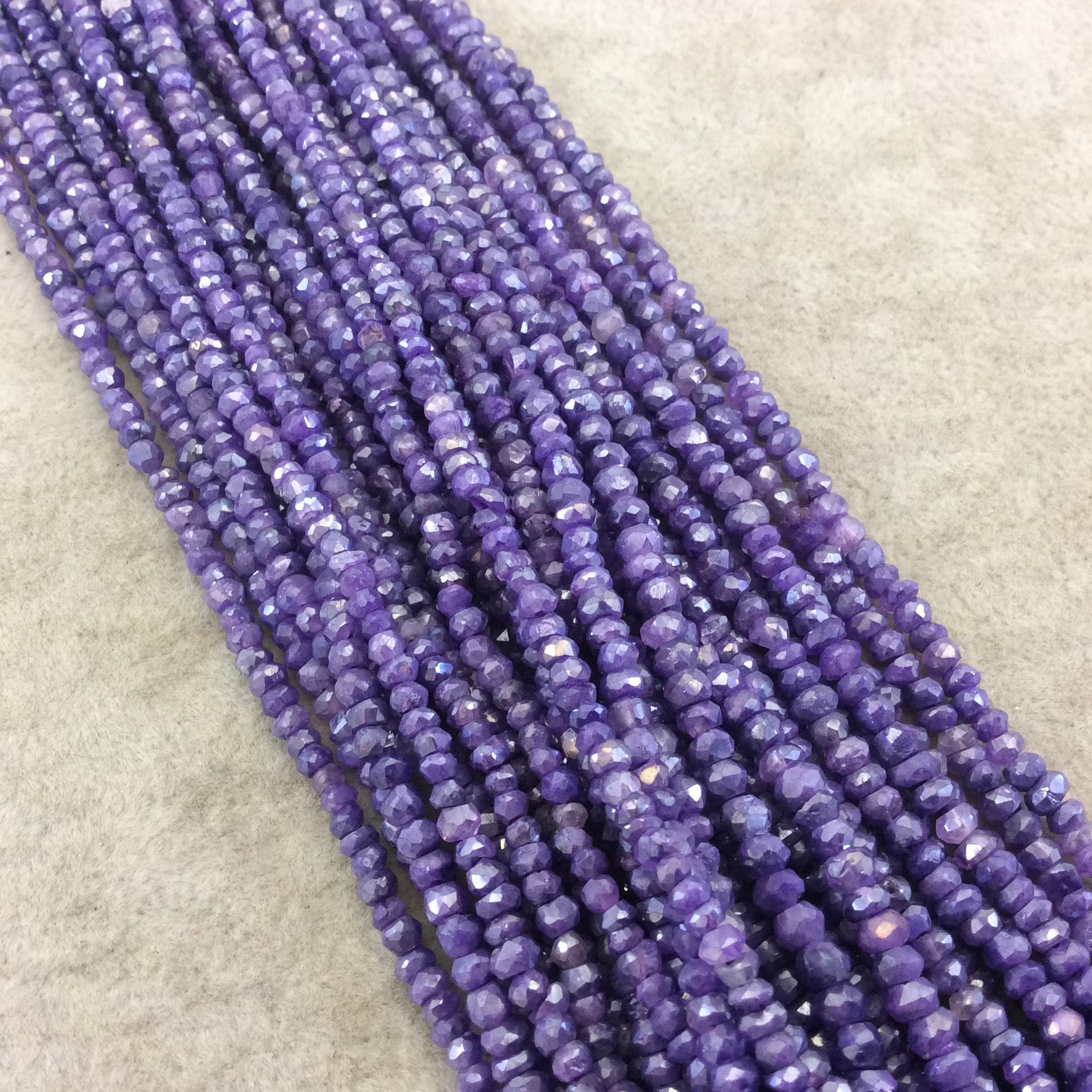 Holiday Special! 2-3mm x 2-3mm Faceted Mystic Purple Dyed Natural Quartz Rondelle Beads - 13" Strand (~ 125 Beads)