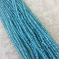 Holiday Special! 2-3mm x 2-3mm Faceted Natural Aqua Apatite Rondelle Shaped Beads - 13" Strand (~ 145 Beads)