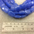 13mm x 18mm Glossy Finish Faceted Semi-Opaque Denim Blue Chinese Rectangle Beads - Sold by 12.5" Strands (Approx. 16 Beads) - (CC13180-)