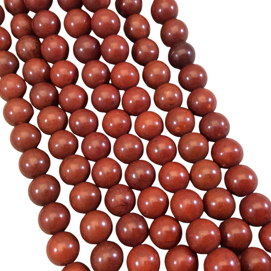 10mm Smooth Dyed Reddish Brown Howlite Round/Ball Shape Beads with 1mm Holes - Sold by 15.75" Strands (Approx. 42 Beads) - Quality Gemstone