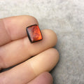 OOAK Backed Ammonite Rectangle Shaped Flat Back Cabochon "AMK" - Measuring 9mm x 12mm, 4mm Dome Height - Natural High Quality Fossil