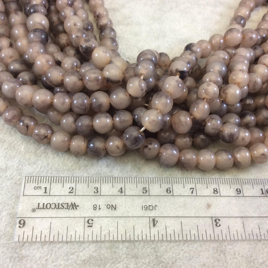 8mm Smokey Brown Lightweight Glossy Acrylic Smooth Finish Round/Rondelle Shaped Beads with 2.5mm Holes - 16" Strand (Approx. 52 Beads)