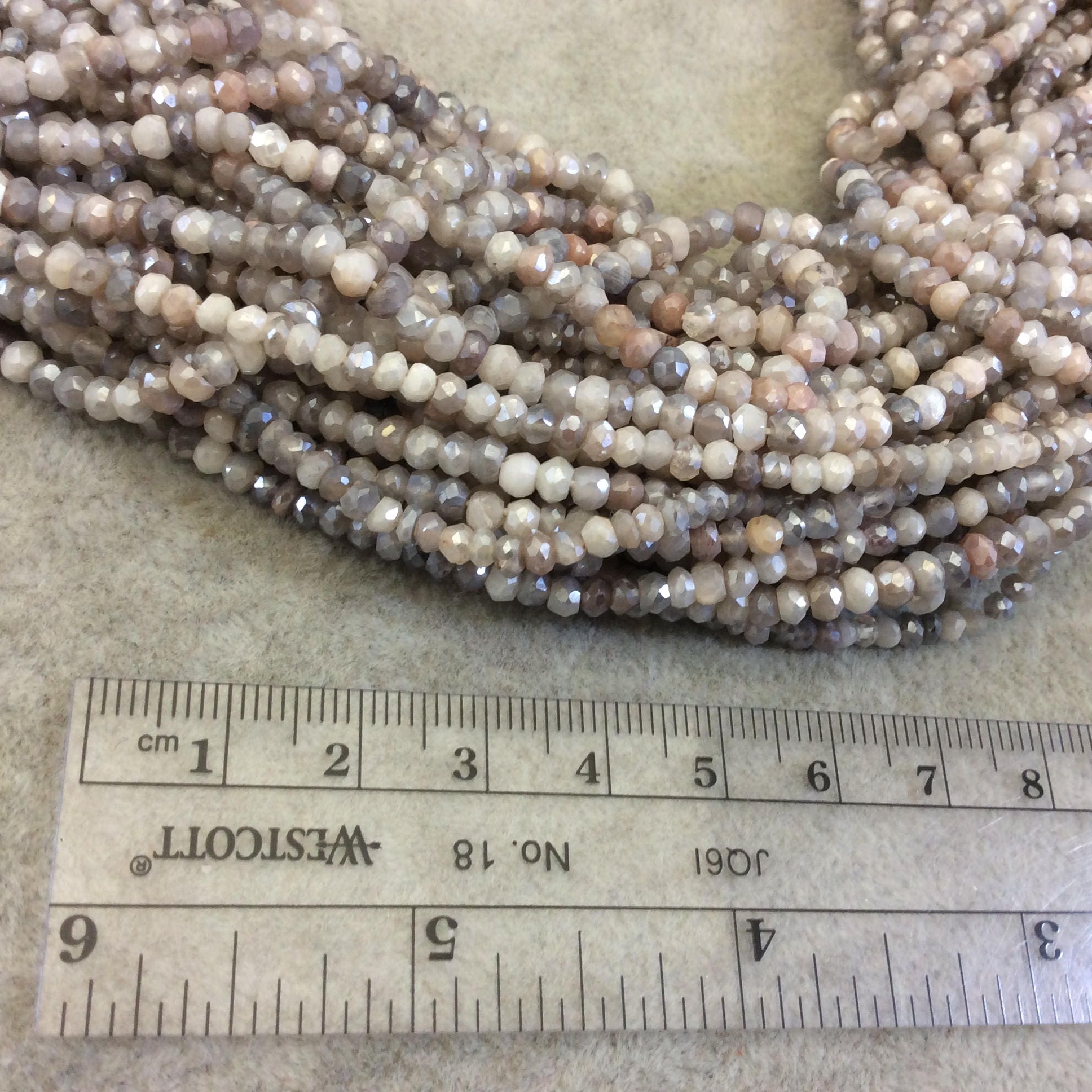 2mm Faceted Mystic Mixed Moonstone Rondelle Beads