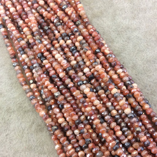 Holiday Special! 2-3mm x 2-3mm Faceted Natural Mystic Mixed Carnelian Rondelle Beads - 13" Strand (~ 125 Beads)