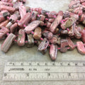 Pink Rhodocrosite Stick/Slab  Beads - 15" Strand (Approximately 32 Beads) - Measuring 8-10mm x 15-30mm - Natural Semi-Precious Gemstone