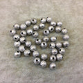 8mm Sandblasted Stardust Finish Silver Base Metal Round/Ball Beads with 1.5mm Holes - Loose, Sold in Pre-Packed Bags of 45 Beads