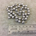 8mm Sandblasted Stardust Finish Silver Base Metal Round/Ball Beads with 1.5mm Holes - Loose, Sold in Pre-Packed Bags of 45 Beads