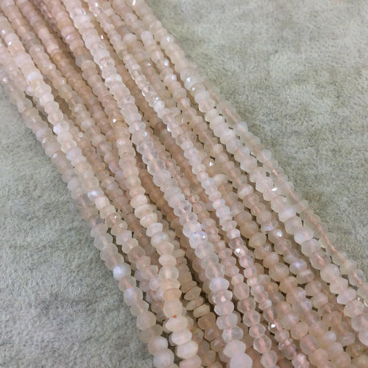 Light Peach Moonstone Rondelle Beads - 3-4mm Faceted