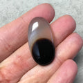 Natural Black/Brown Sardonyx Oblong Oval Shaped Flat Back Cabochon "B-12" - Measuring 19mm x 35mm, 5mm Dome Height - Natural Gemstone