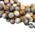 10mm Natural Crazy Lace Agate Faceted Round/Ball Shaped Beads with 1mm Holes - 15.5" Strand 37 beads Approx - Sold by the Strand