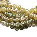 10mm Natural Dotted White/Green/Gold Tibetan Agate Faceted Round Shape Beads W 1mm Holes - 14.75" Strand (~ 37 Beads) - Quality Gemstone