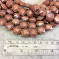 14mm x 14mm Glossy Finish Faceted Light Brown Chinese Crystal Hexagon Beads - Sold by 11.5" Strands (Approx. 20 Beads) - (CC14140-5)