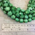 14mm x 14mm Glossy Finish Faceted Bright Green Chinese Crystal Hexagon Beads - Sold by 11.5" Strands (Approx. 20 Beads) - (CC14140-11)