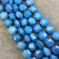 Chinese Crystal Beads | 14mm x 14mm Glossy Finish Faceted Sky Blue Crystal Hexagon Glass Beads