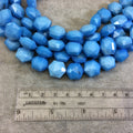 Chinese Crystal Beads | 14mm x 14mm Glossy Finish Faceted Sky Blue Crystal Hexagon Glass Beads