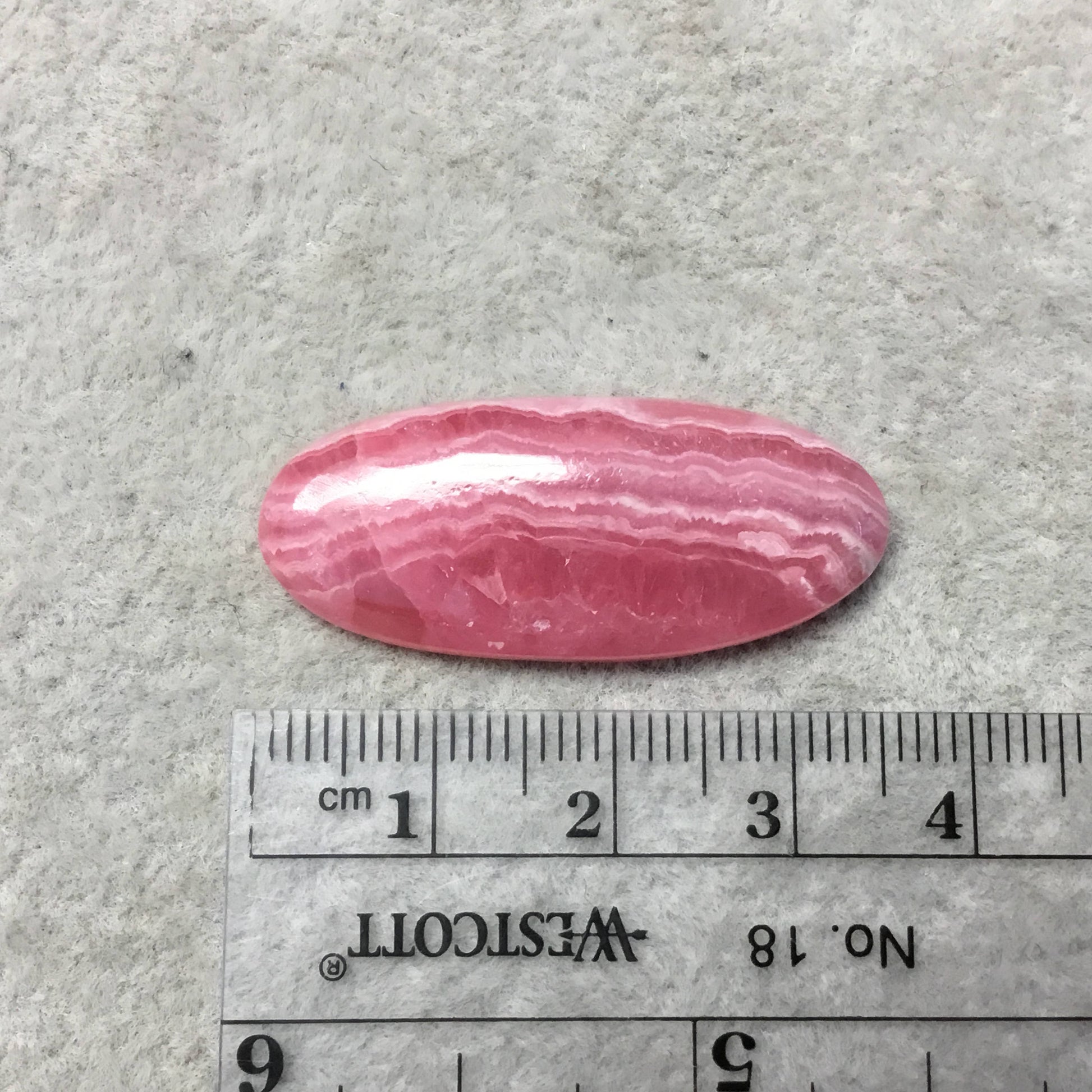 OOAK AAA Rhodochrosite Oblong Oval Shaped Flat Back Cabochon "4" - Measuring 15mm x 36mm, 4mm Dome Height - Natural High Quality Gemstone