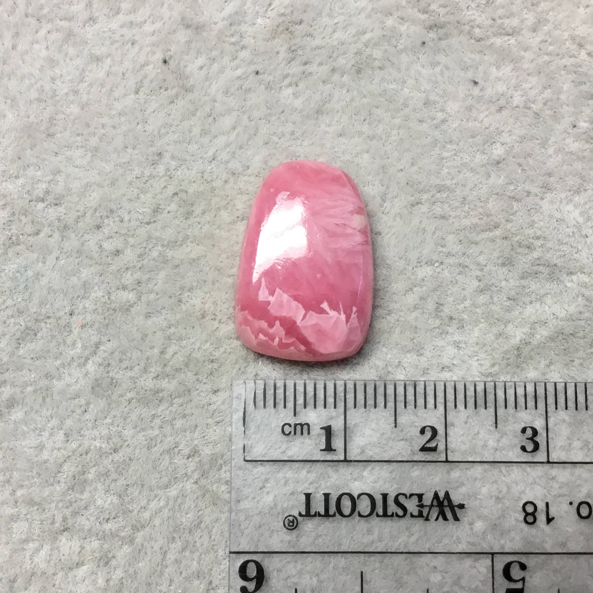 OOAK AAA Rhodochrosite Freeform Rect. Shaped Flat Back Cabochon "46" - Measuring 14m x 20mm, 5mm Dome Height - Natural High Quality Gemstone