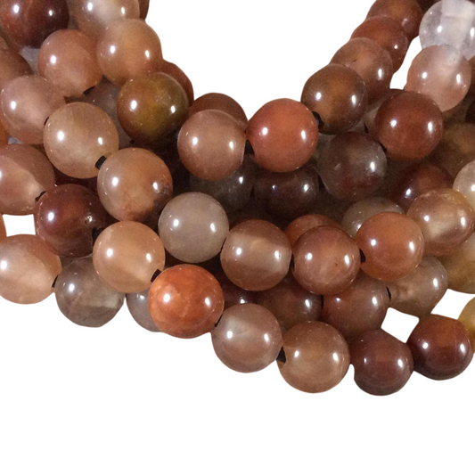 10mm Natural Red Rutilated Quartz Smooth Finish Round/Ball Shape Beads with 2.5mm Holes - 7.75" Strand (Approx. 19 Beads) - LARGE HOLE BEADS