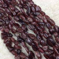 10-20mm Long Smooth Natural Reddish Brown Garnet Freeform Nugget Shape Beads - 14.5&quot; Strand (Approximately 36 Beads) - Sold Per Strand!