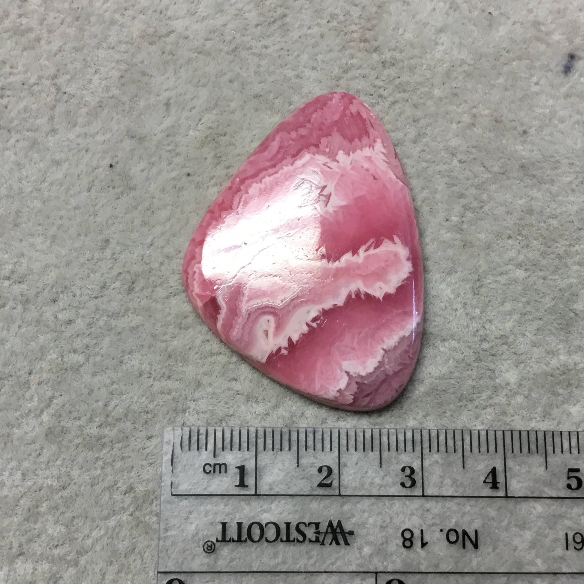 OOAK AAA Rhodochrosite Freeform Shaped Flat Back Cabochon "45" - Measuring 30m x 41mm, 4mm Dome Height - Natural High Quality Gemstone