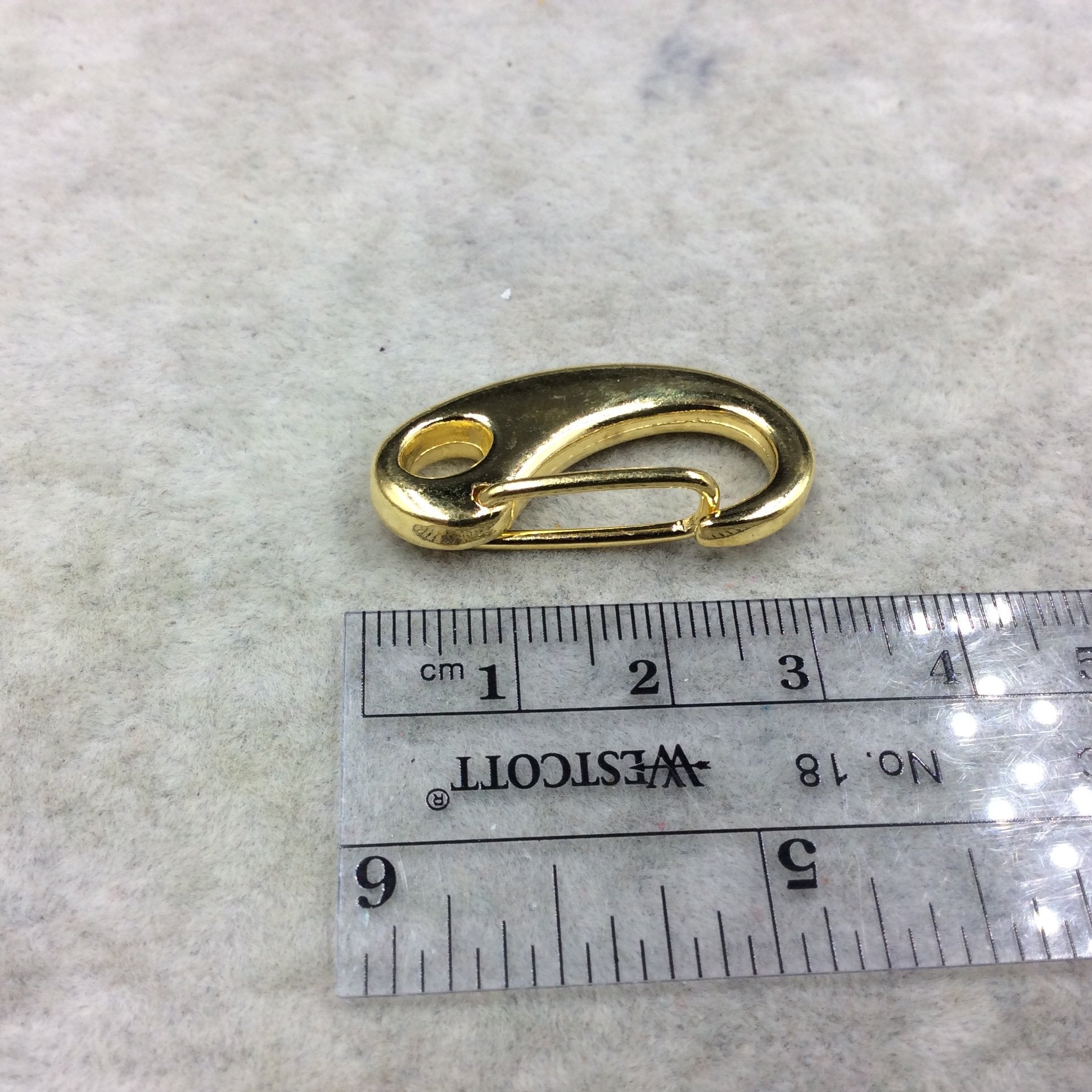 1 1/4" Long Gold Plated Clip Style Lobster Claw Shaped Copper Clasp Components - Measuring 15mm x 30mm  - Sold Individually