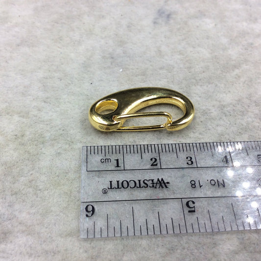 1 1/4" Long Gold Plated Clip Style Lobster Claw Shaped Copper Clasp Components - Measuring 15mm x 30mm  - Sold Individually