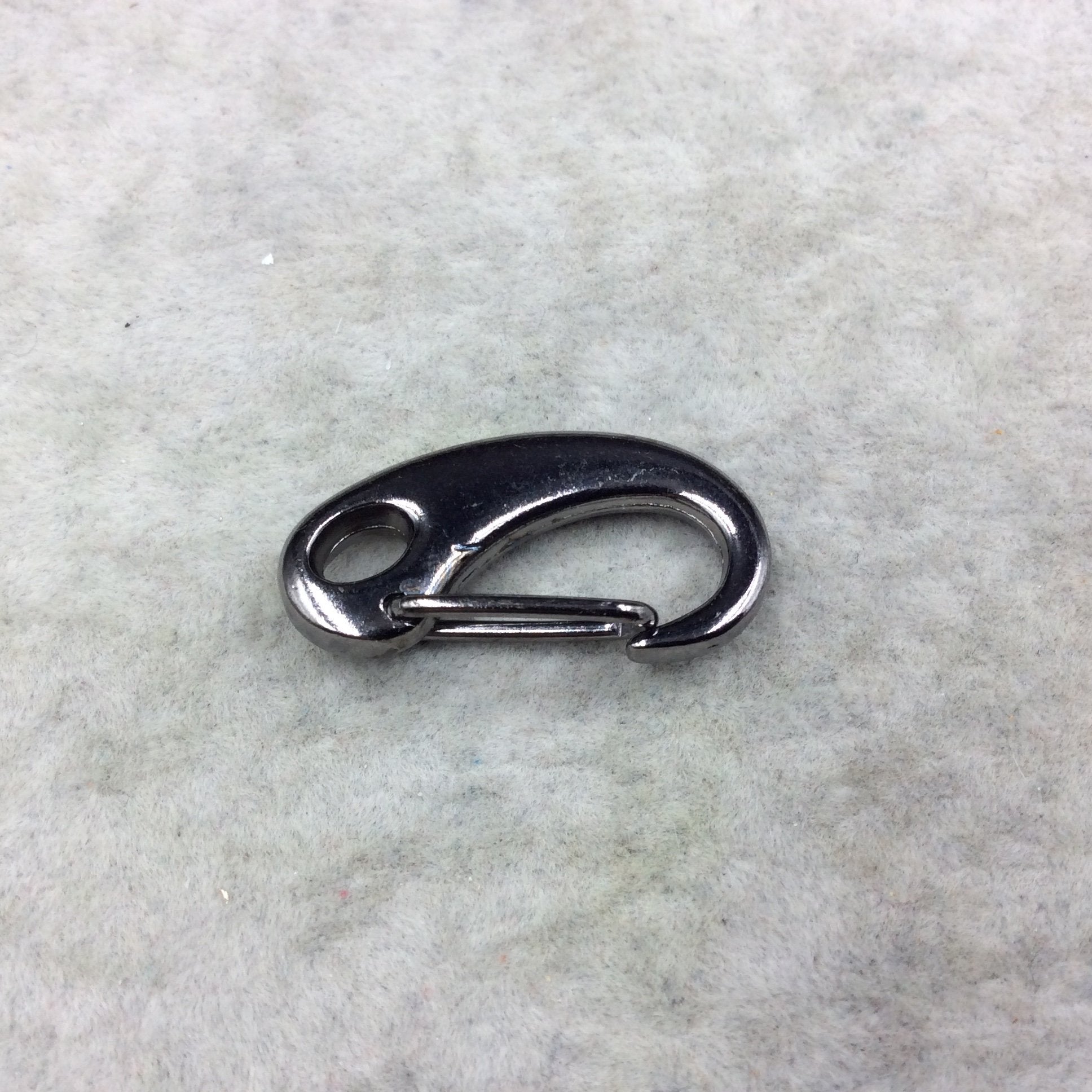 1 1/4" Long Gunmetal Plated Clip Style Lobster Claw Shaped Copper Clasp Components - Measuring 15mm x 30mm  - Sold Individually