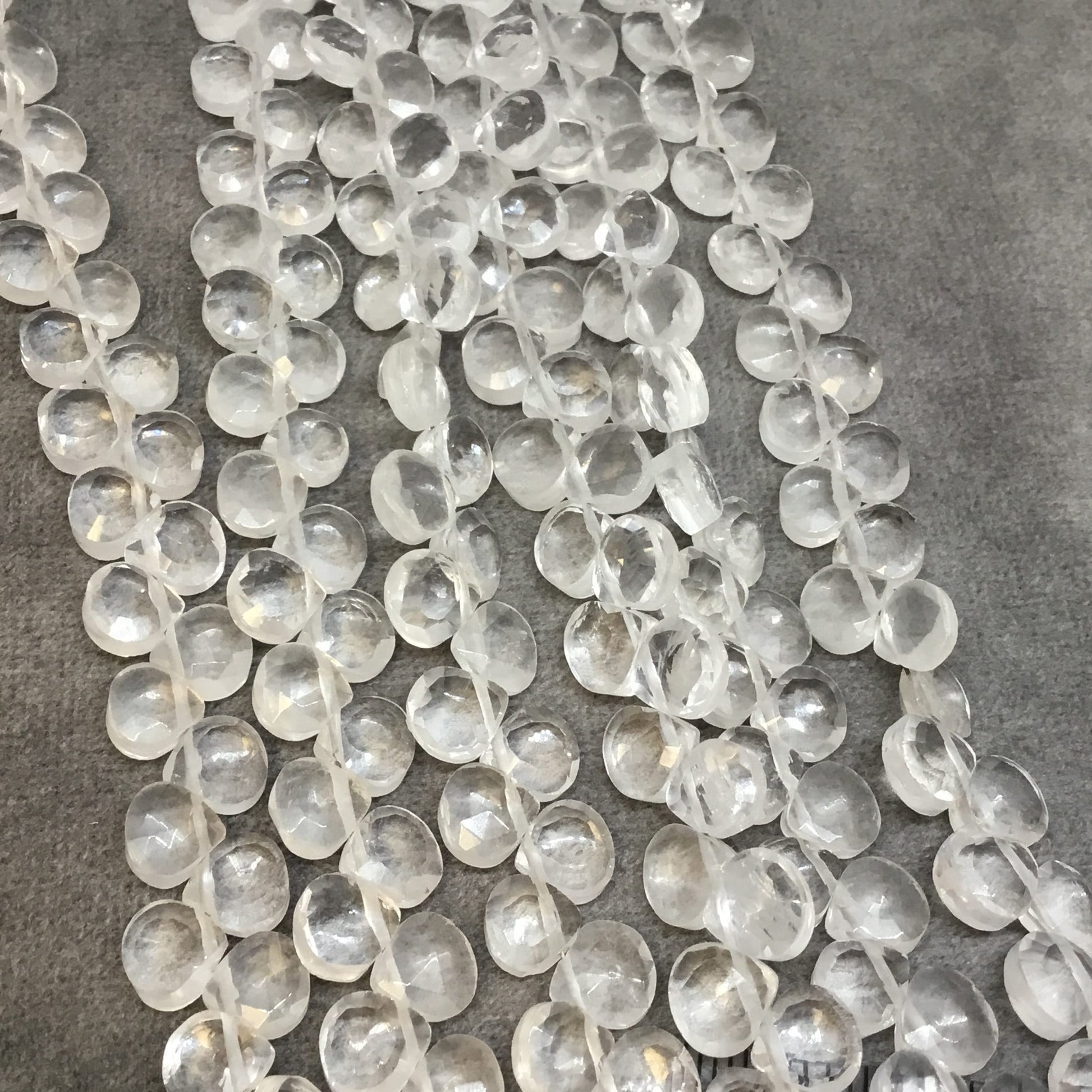 Clear Quartz Faceted Heart Teardrop Beads 7mm